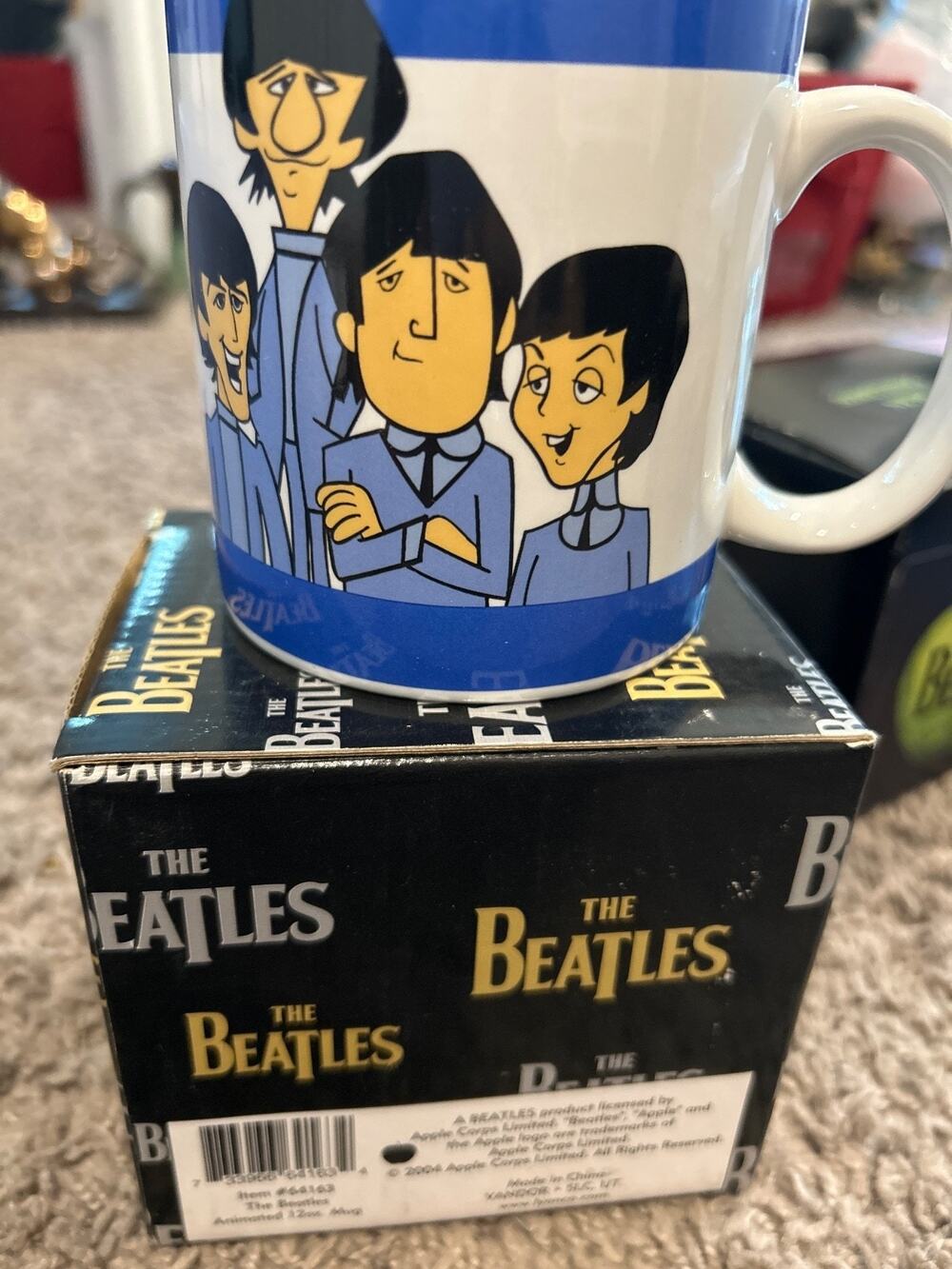 The Beatles Coffee Mug Cup 2004 Lennon McCartney Ringo Harrison Animated